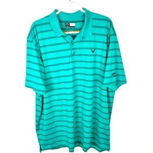 Callaway Opti Dry Striped Polo Golf Shirt 2XL Mint Green Collar